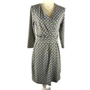 Talbot's Women's Dress Size Medium Black White Geometric Design V Neck...